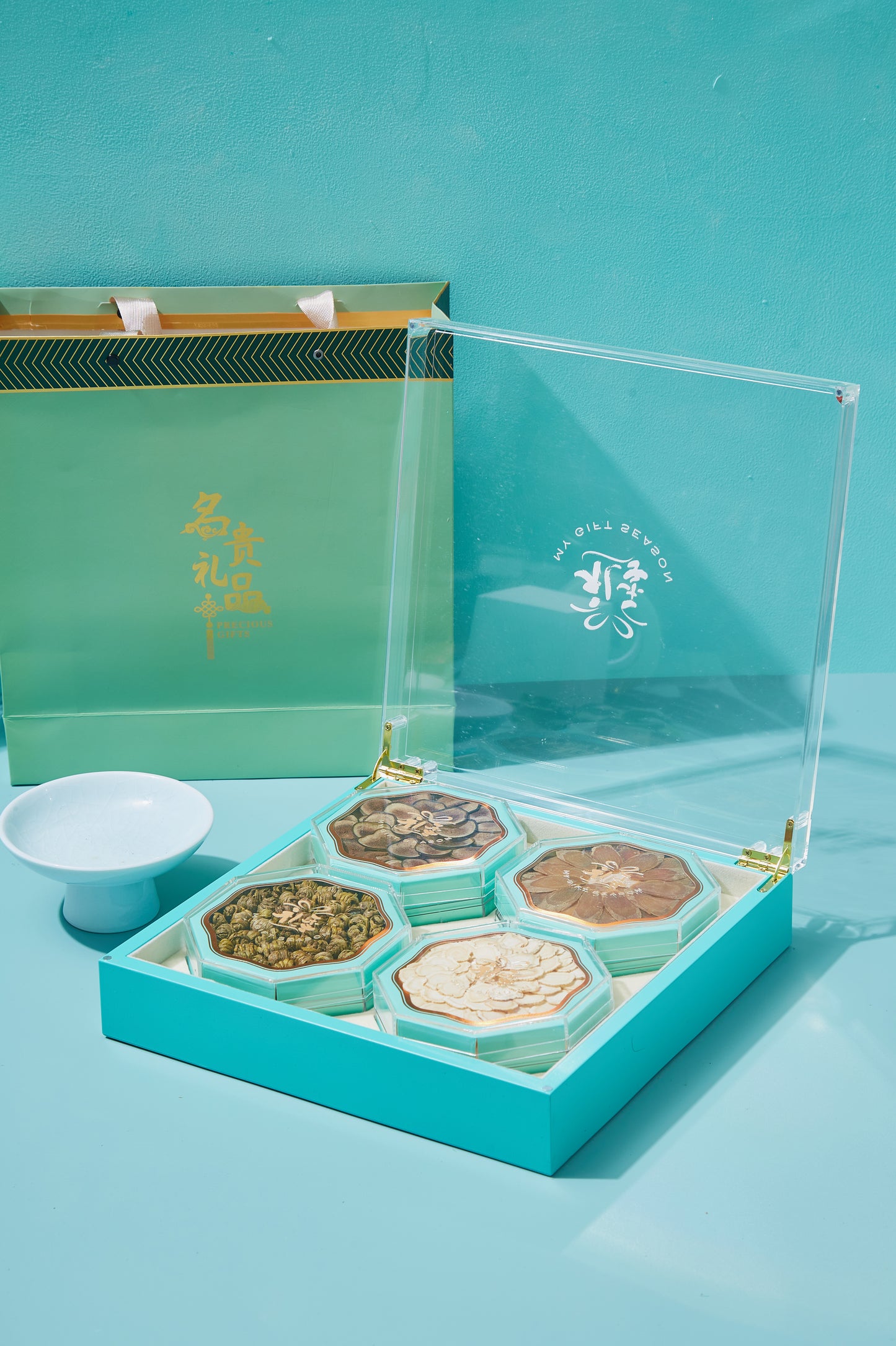 Tiffany Blue Nutritious Health Products Four-Piece Gift Box