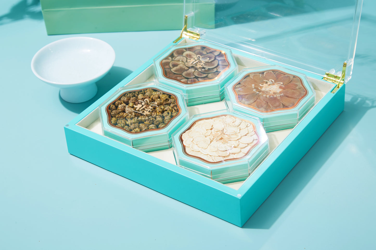 Tiffany Blue Nutritious Health Products Four-Piece Gift Box