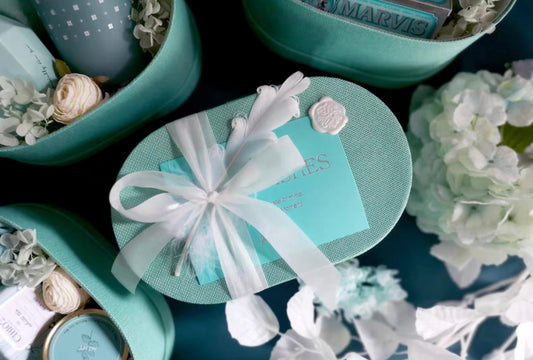 European-style Aqua Fabric Wedding Favor Gift Box