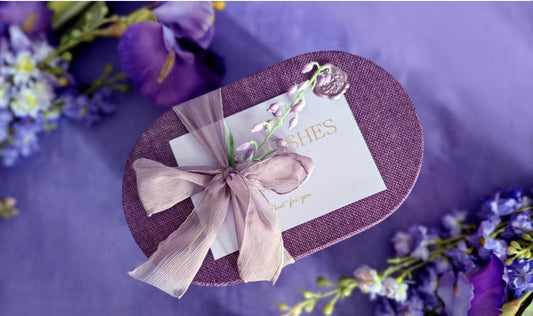 Forest-themed Lavender Floral Linen Oval Gift Box（Empty）